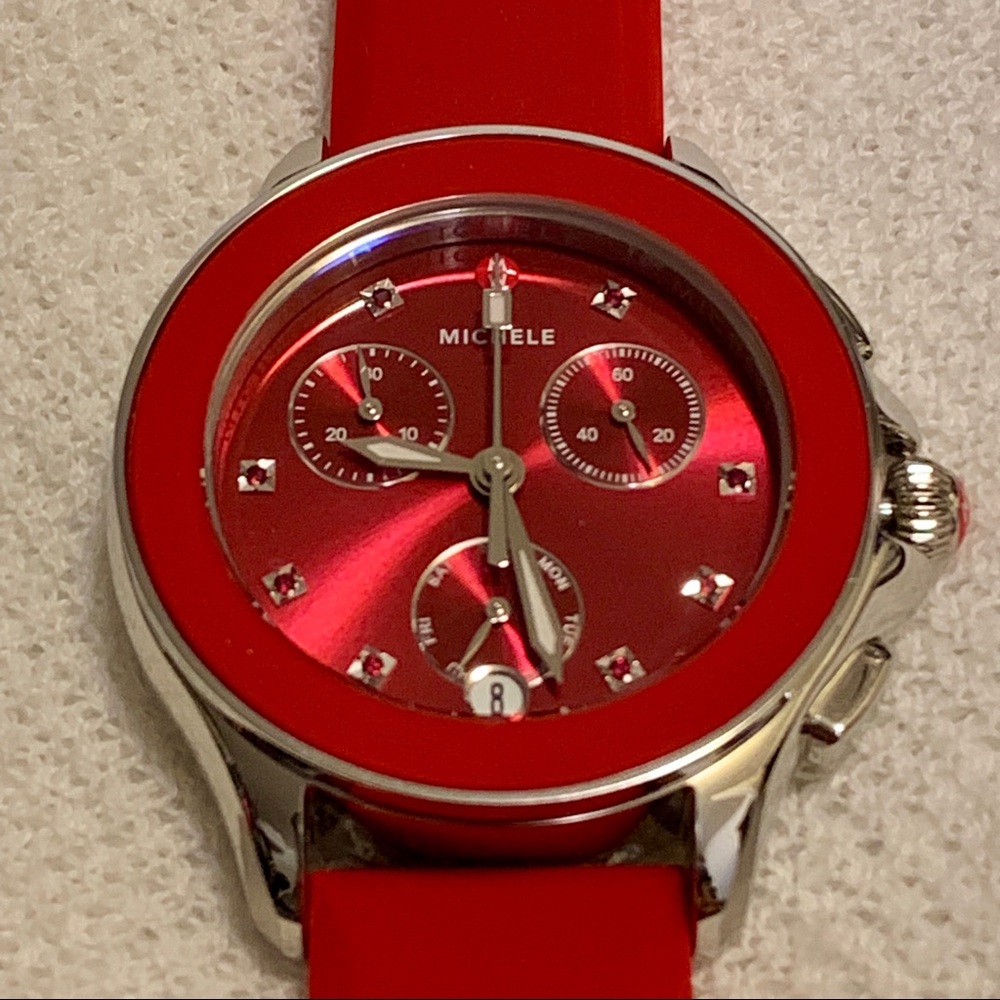 Michele Cape Chronograph Silicone Strap Watch
